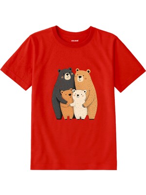 Colermi Pamuk Kumaş Çocuk Tişörtü – Bear Family Ayıcık Aile Baskılı Çocuk T-Shirt