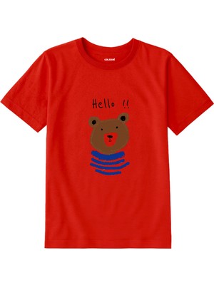 Colermi Pamuk Kumaş Çocuk Tişörtü – Hello Bear Ayıcık Baskılı Çocuk T-Shirt