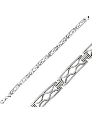 Aya Diamond Gümüş Oksitli Erkek Bileklik