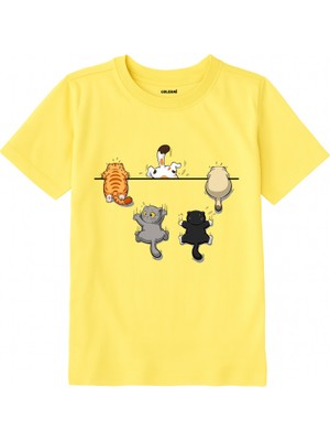 Colermi Pamuk Kumaş Çocuk Tişörtü – Komik Kedi Baskılı Çocuk T-Shirt