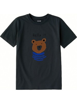 Colermi Pamuk Kumaş Çocuk Tişörtü – Hello Bear Ayıcık Baskılı Çocuk T-Shirt