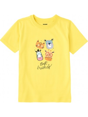 Colermi Pamuk Kumaş Çocuk Tişörtü – Best Friends Hayvan Baskılı Çocuk T-Shirt