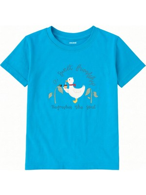 Colermi Pamuk Çocuk Tişörtü – Tatlı Dostluk Ördek Baskılı