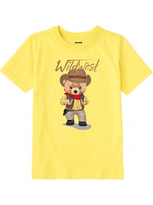 Colermi Pamuk Kumaş Çocuk Tişörtü – Wildwest Bear Ayıcık Baskılı Çocuk T-Shirt