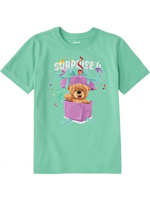 Colermi Pamuk Kumaş Çocuk Tişörtü – Surprise Bear Ayıcık Baskılı Çocuk T-Shirt