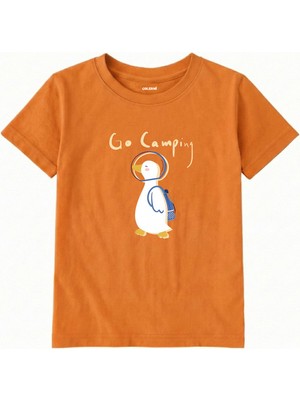 Colermi Pamuk Kumaş Çocuk Tişörtü – Kampçı Ördek Baskılı T-Shirt