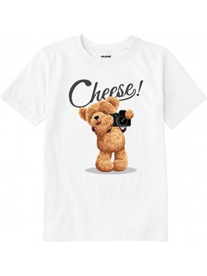 Colermi Pamuk Kumaş Çocuk Tişörtü – Cheese Bear Ayıcık Baskılı Çocuk T-Shirt