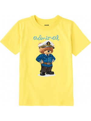 Colermi Pamuk Kumaş Çocuk Tişörtü – Admiral Bear Ayıcık Baskılı Çocuk T-Shirt