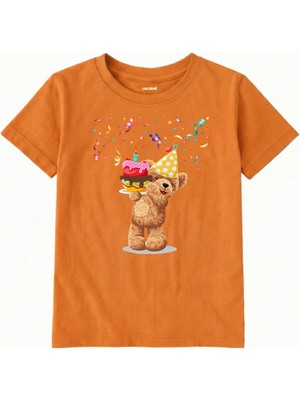 Colermi Pamuk Kumaş Çocuk Tişörtü – Party Bear Ayıcık Baskılı Çocuk T-Shirt