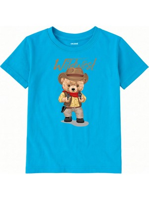 Colermi Pamuk Kumaş Çocuk Tişörtü – Wildwest Bear Ayıcık Baskılı Çocuk T-Shirt
