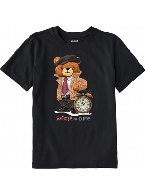 Colermi Pamuk Kumaş Çocuk Tişörtü – Time Bear Ayıcık Baskılı Çocuk T-Shirt
