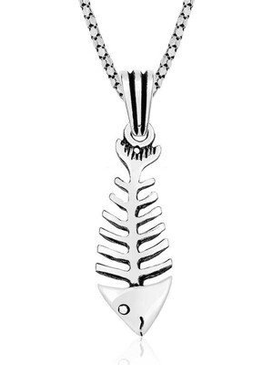 Aya Diamond Gümüş Balık Iskeleti Kolye