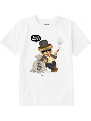 Colermi Pamuk Kumaş Çocuk Tişörtü – Cool Ayı Don’t Worry Baskılı Unisex Çocuk T-Shirt