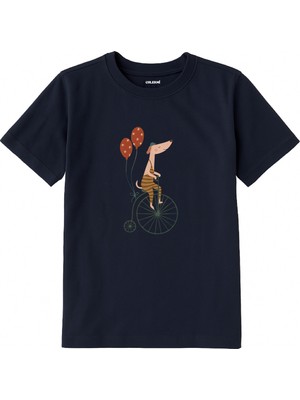 Colermi Pamuk Kumaş Çocuk Tişörtü – Balonlu Bisiklet Köpek Tasarımı Çocuk T-Shirt