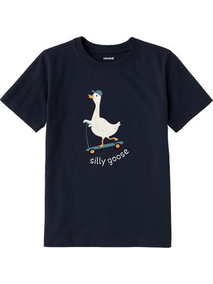 Colermi Pamuk Kumaş Çocuk Tişörtü – Scooter Süren Ördek Baskılı T-Shirt