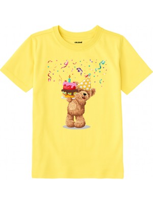 Colermi Pamuk Kumaş Çocuk Tişörtü – Party Bear Ayıcık Baskılı Çocuk T-Shirt