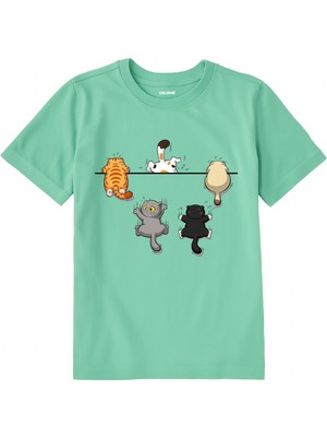 Colermi Pamuk Kumaş Çocuk Tişörtü – Komik Kedi Baskılı Çocuk T-Shirt