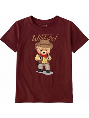 Colermi Pamuk Kumaş Çocuk Tişörtü – Wildwest Bear Ayıcık Baskılı Çocuk T-Shirt
