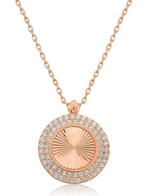 Aya Diamond Gümüş Rose Oval Fırfır Bayan Kolye