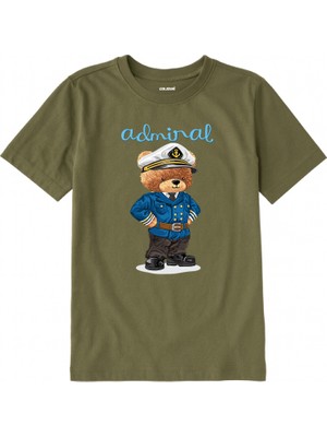 Colermi Pamuk Kumaş Çocuk Tişörtü – Admiral Bear Ayıcık Baskılı Çocuk T-Shirt