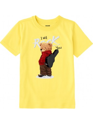 Colermi Pamuk Kumaş Çocuk Tişörtü – Rock Bear Ayıcık Baskılı Çocuk T-Shirt