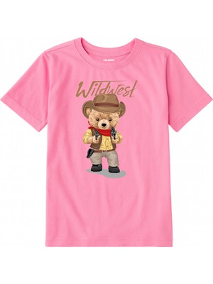 Colermi Pamuk Kumaş Çocuk Tişörtü – Wildwest Bear Ayıcık Baskılı Çocuk T-Shirt