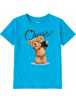 Colermi Pamuk Kumaş Çocuk Tişörtü – Cheese Bear Ayıcık Baskılı Çocuk T-Shirt