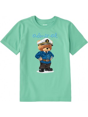 Colermi Pamuk Kumaş Çocuk Tişörtü – Admiral Bear Ayıcık Baskılı Çocuk T-Shirt