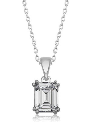 Aya Diamond Gümüş Baget Zirkon Taşlı Kadın Kolye