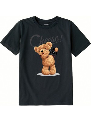 Colermi Pamuk Kumaş Çocuk Tişörtü – Cheese Bear Ayıcık Baskılı Çocuk T-Shirt