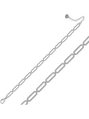 Aya Diamond Gümüş Oval Taşlı Bayan Bileklik