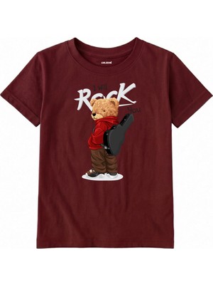 Colermi Pamuk Kumaş Çocuk Tişörtü – Rock Bear Ayıcık Baskılı Çocuk T-Shirt