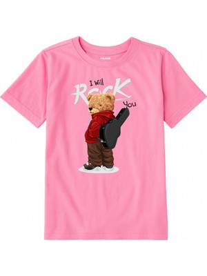 Colermi Pamuk Kumaş Çocuk Tişörtü – Rock Bear Ayıcık Baskılı Çocuk T-Shirt