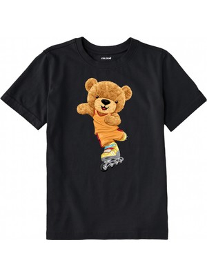 Colermi Pamuk Kumaş Çocuk Tişörtü – Skate Bear Ayıcık Baskılı Çocuk T-Shirt