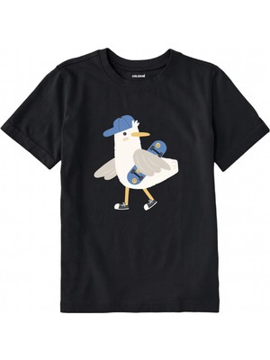 Colermi Pamuk Kumaş Çocuk Tişörtü – Skateboard Martı Baskılı Çocuk T-Shirt