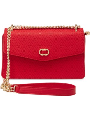 Tergan Kırmızı Print Kadın Omuz Çantası - S25Y1PR09176-S4R