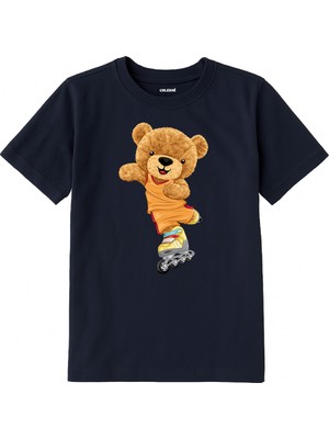 Colermi Pamuk Kumaş Çocuk Tişörtü – Skate Bear Ayıcık Baskılı Çocuk T-Shirt