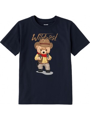 Colermi Pamuk Kumaş Çocuk Tişörtü – Wildwest Bear Ayıcık Baskılı Çocuk T-Shirt