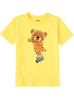 Colermi Pamuk Kumaş Çocuk Tişörtü – Skate Bear Ayıcık Baskılı Çocuk T-Shirt