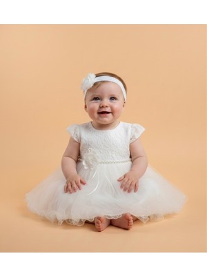 Minimony 0-24 Yaş Kız Bebek Çocuk Dantelli Aykollu Abiye Elbise
