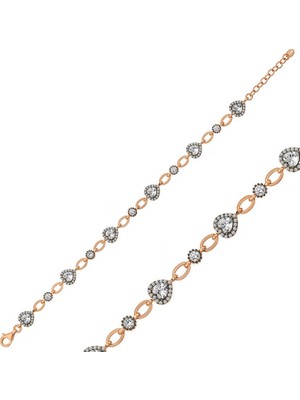 Aya Diamond Gümüş Rose Kalpler Bayan Bileklik