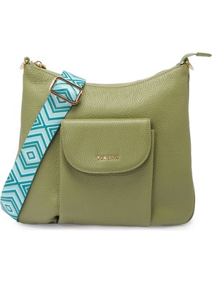 Tergan Yeşil Deri Kadın El Çantası - S25Y1BC80409-U5V