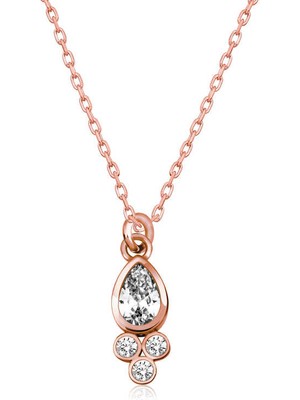 Aya Diamond Gümüş Rose Çiğ Damlası Tektaş Bayan Kolye
