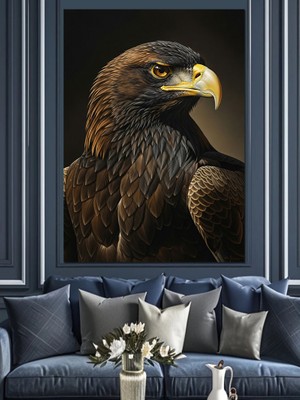 Tablomega Kara Kartal Vahşi Kuş Dekoratif Kanvas - Mdf Ahşap Tablo