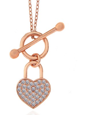 Aya Diamond Gümüş Rose Sallantılı Kalp Kadın Kolye