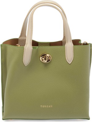 Tergan Yeşil Hakiki Deri Kadın El Çantası - S25Y1BC80263-U8Z