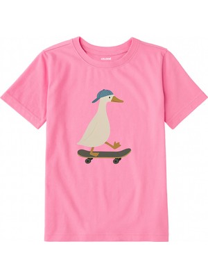 Colermi Pamuk Kumaş Çocuk Tişörtü – Kaykaycı Ördek Baskılı