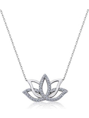 Aya Diamond Gümüş Lotus Çiçeği Kolye