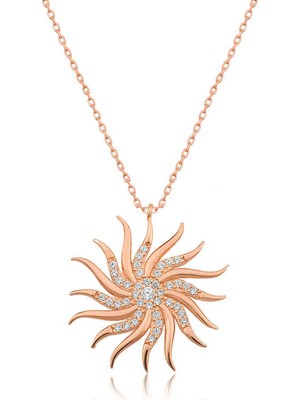 Aya Diamond Gümüş Rose Rüzgar Gülü Bayan Kolye