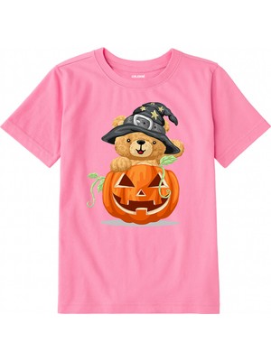 Colermi Pamuk Kumaş Çocuk Tişörtü – Halloween Bear Ayıcık Baskılı Çocuk T-Shirt